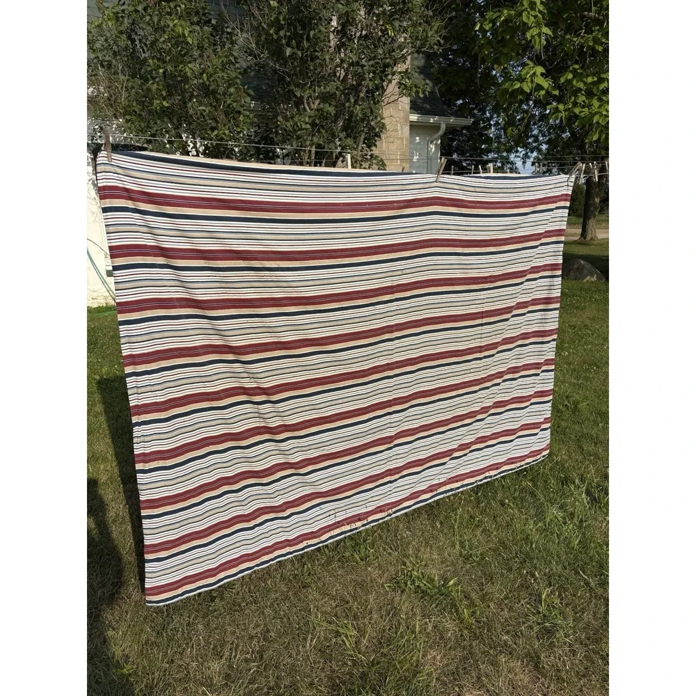 Vintage Hand Tied Argyle Knit Sweater Quilt Blanket Preppy Cotton Back Upcycled
